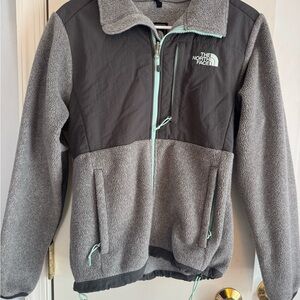 The North Face Gray Fleece Jacket with Mint Trim